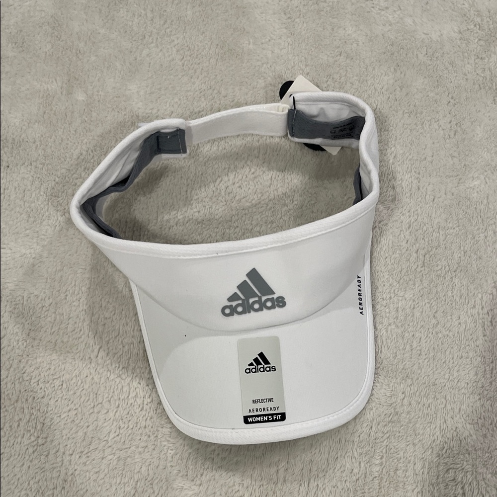 Adidas White Sports Visor with Logo